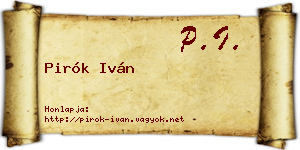 Pirók Iván névjegykártya